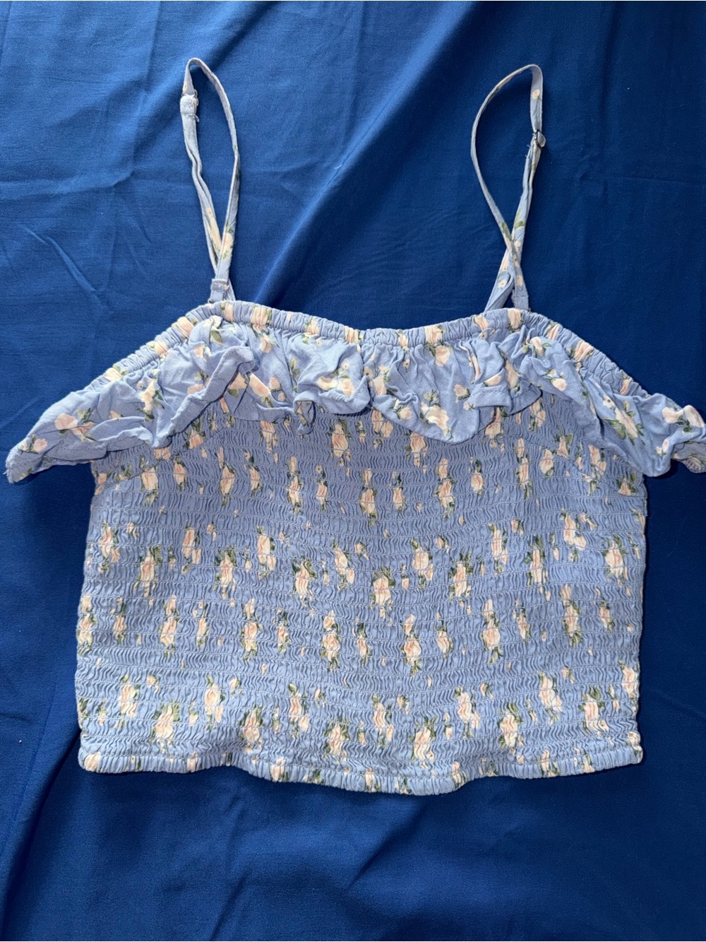 Hollister Light Blue Floral Smocked Cami Top